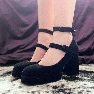 Whimsigoth black velvet Platform pumps